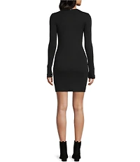 Allison & Kelly Faux Fur Trim Collared Long Sleeve Button Front Dress