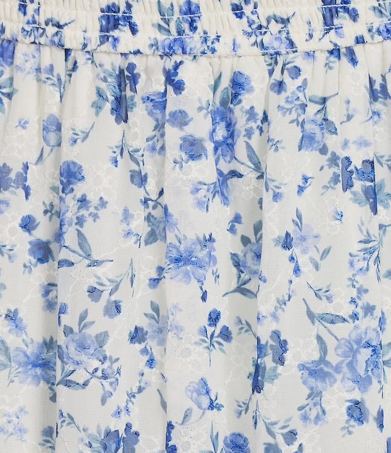 Allison & Kelly Floral Print Flutter Sleeve Empire Waist Smocked Bodice Tiered Babydoll Dress