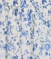 Allison & Kelly Floral Print Flutter Sleeve Empire Waist Smocked Bodice Tiered Babydoll Dress