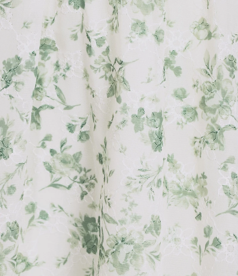 Allison & Kelly Floral Print Flutter Sleeve Empire Waist Smocked Bodice Tiered Babydoll Dress