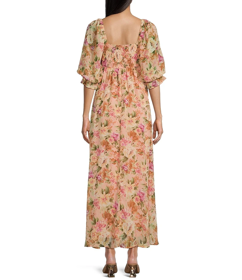 Allison & Kelly Floral Print 3/4 Sleeve Empire Waist Midi Dress