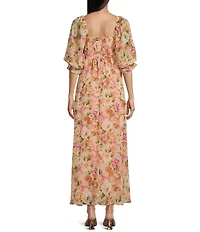 Allison & Kelly Floral Print 3/4 Sleeve Empire Waist Midi Dress