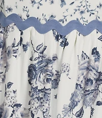 Allison & Kelly Floral Print Ricrac Trim Square Neck Spaghetti Strap Dress