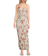 Allison & Kelly Floral Print Sleeveless Corkscrew Criss Cross Back Dress