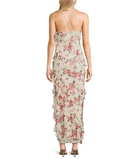 Allison & Kelly Floral Print Sleeveless Corkscrew Criss Cross Back Dress