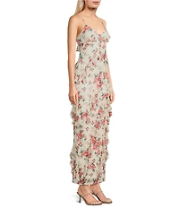 Allison & Kelly Floral Print Sleeveless Corkscrew Criss Cross Back Dress