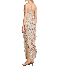 Allison & Kelly Floral Print Sleeveless Corkscrew Criss Cross Back Dress