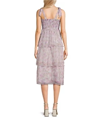 Allison & Kelly Floral Print Tie Shoulder Tiered Dress