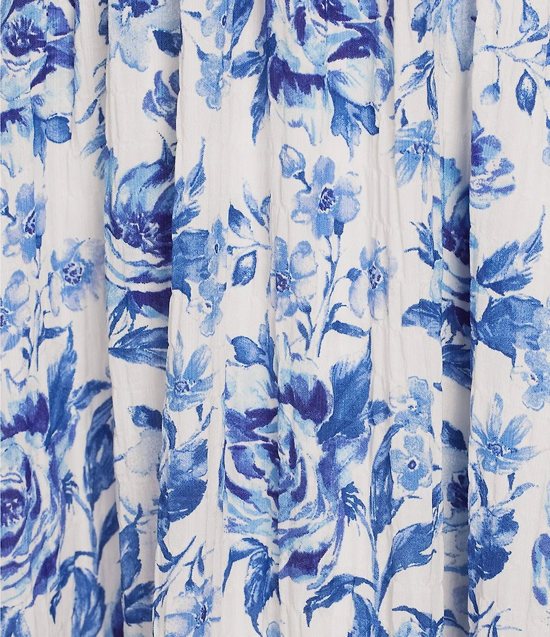 Allison & Kelly Floral Print V-Neck Flutter Sleeve Smocked Maxi Dress