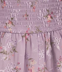 Allison & Kelly Floral Print V-Neck Long Sleeve Smocked Babydoll Dress