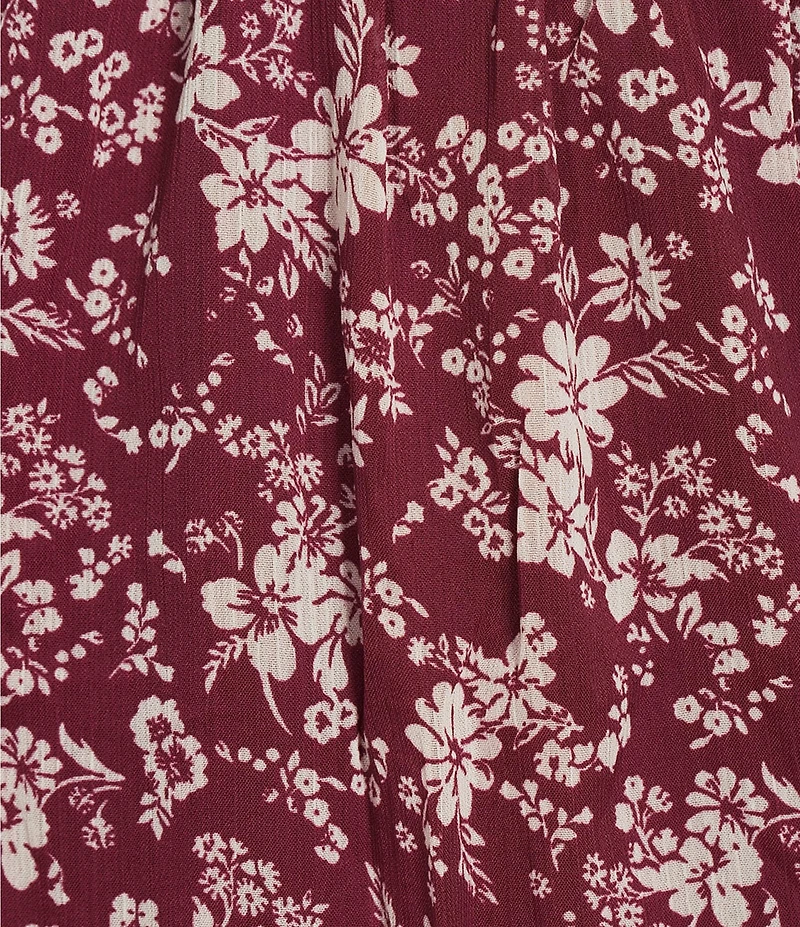 Allison & Kelly Floral Print V-Neck Long Sleeve Smocked Tiered Babydoll Dress