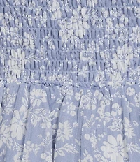 Allison & Kelly Floral Print V-Neck Long Sleeve Smocked Tiered Babydoll Dress