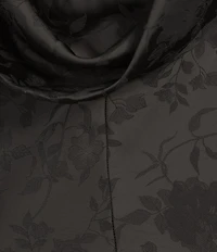 Allison & Kelly Floral Printed Jacquard V-Neck Drape Back Ballgown