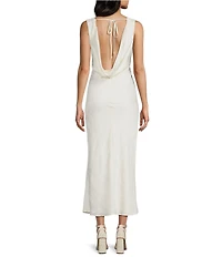 Allison & Kelly Floral Printed Jacquard V-Neck Drape Back Midi Dress