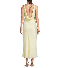 Allison & Kelly Floral Printed Jacquard V-Neck Drape Back Midi Dress