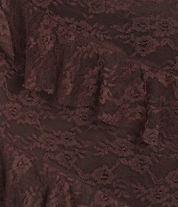 Allison & Kelly Floral Printed Lace Sweetheart Neck Asymmetrical Ruffle Maxi Dress