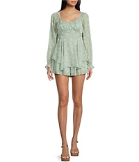 Allison & Kelly Floral Printed Long Sleeve Tiered Romper