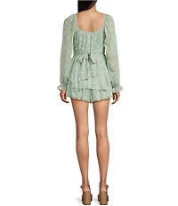 Allison & Kelly Floral Printed Long Sleeve Tiered Romper