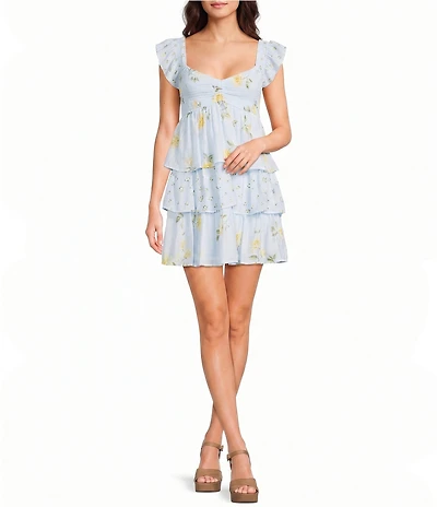 Allison & Kelly Floral Printed Smocked Tiered Dress