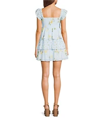Allison & Kelly Floral Printed Smocked Tiered Dress