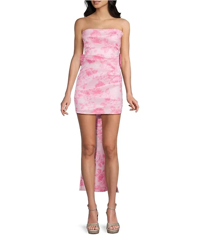 Allison & Kelly Floral Printed Strapless Bow Back Dress