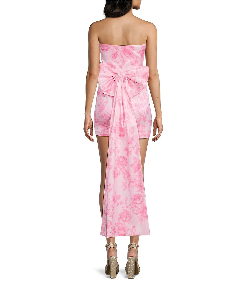 Allison & Kelly Floral Printed Strapless Bow Back Dress