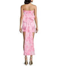 Allison & Kelly Floral Printed Strapless Bow Back Dress