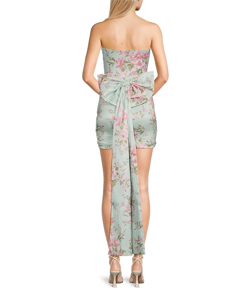 Allison & Kelly Floral Printed Strapless Bow Back Dress
