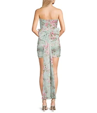 Allison & Kelly Floral Printed Strapless Bow Back Dress