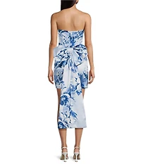 Allison & Kelly Floral Printed Strapless Bow Back Dress