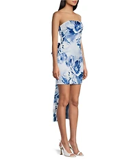 Allison & Kelly Floral Printed Strapless Bow Back Dress