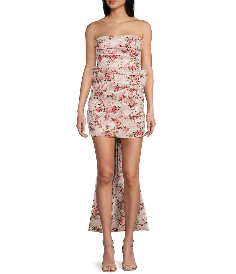 Allison & Kelly Floral Printed Strapless Bow Back Dress