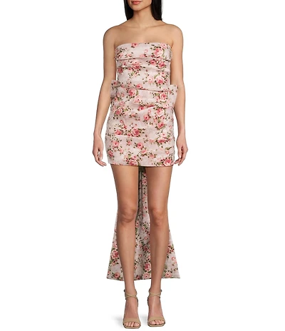 Allison & Kelly Floral Printed Strapless Bow Back Dress