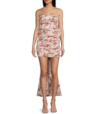 Allison & Kelly Floral Printed Strapless Bow Back Dress