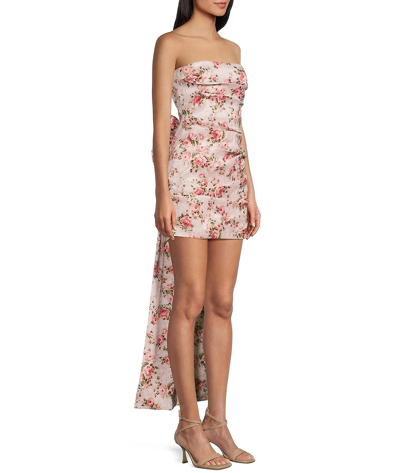 Allison & Kelly Floral Printed Strapless Bow Back Dress