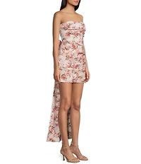 Allison & Kelly Floral Printed Strapless Bow Back Dress