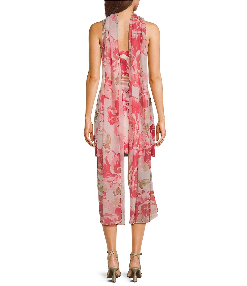 Allison & Kelly Floral Printed Strapless Scarf Dress