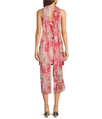 Allison & Kelly Floral Printed Strapless Scarf Dress