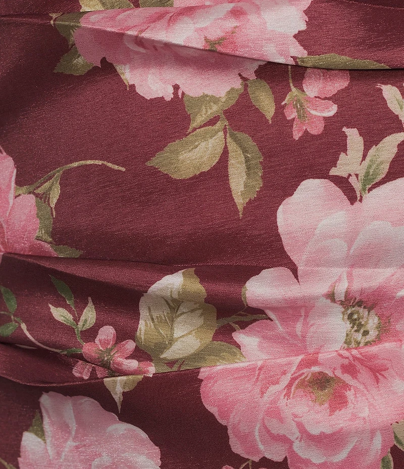 Allison & Kelly Floral Printed Taffeta Strapless Bow Back Dress