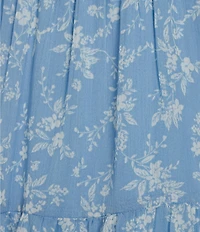 Allison & Kelly Floral Printed Tie Front Long Sleeve Tiered Dress