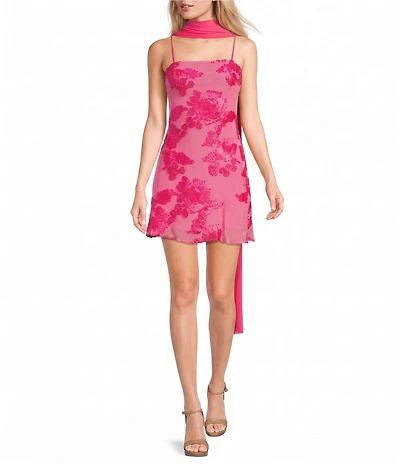 Allison & Kelly Floral Soutache Embroidered Scarf A-Line Dress