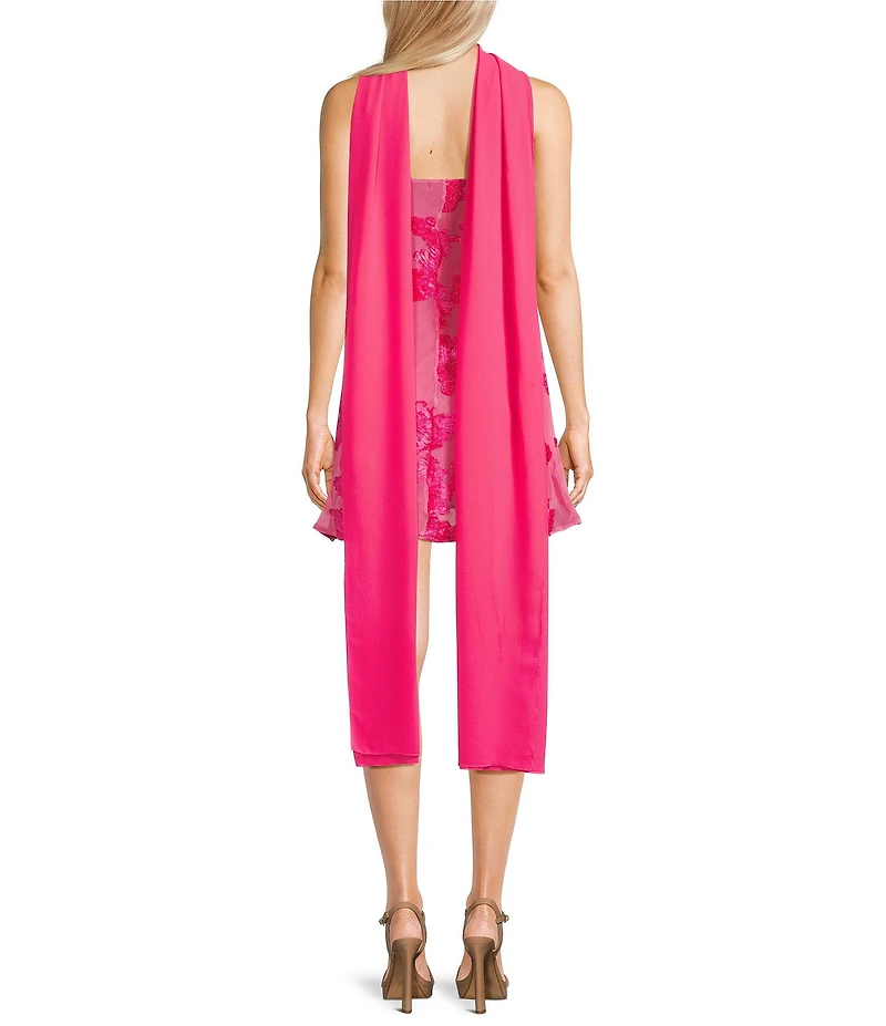 Allison & Kelly Floral Soutache Embroidered Scarf A-Line Dress