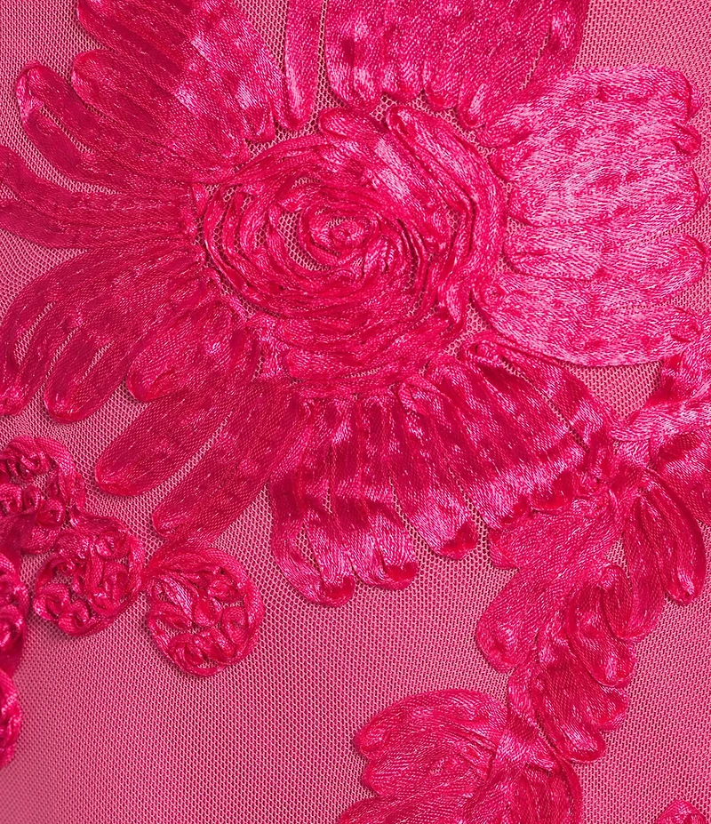 Allison & Kelly Floral Soutache Embroidered Scarf A-Line Dress