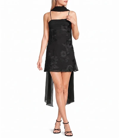 Allison & Kelly Floral Soutache Embroidered Scarf A-Line Dress