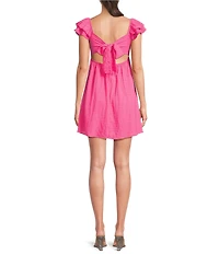 Allison & Kelly Flutter Sleeve Pinch Front Tie Back Dress