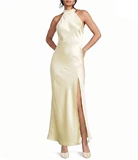Allison & Kelly Halter Neck Drape Tie Back Dress
