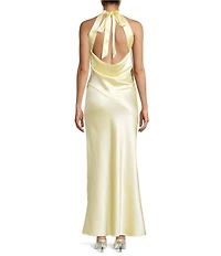 Allison & Kelly Halter Neck Drape Tie Back Dress