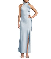 Allison & Kelly Halter Neck Drape Tie Back Dress
