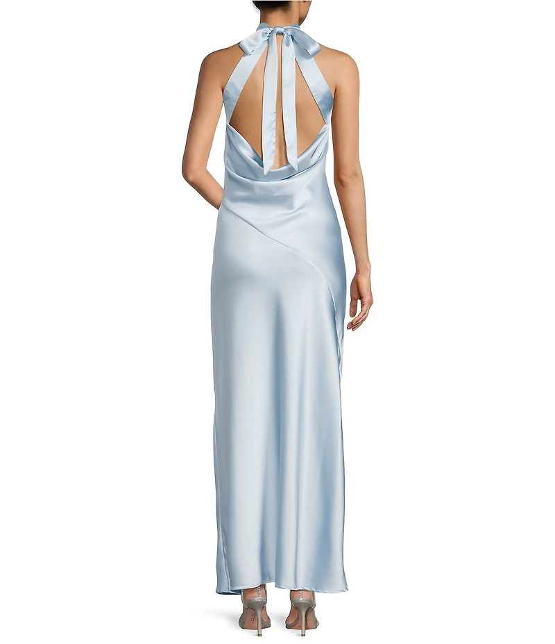Allison & Kelly Halter Neck Drape Tie Back Dress