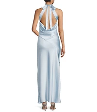 Allison & Kelly Halter Neck Drape Tie Back Dress